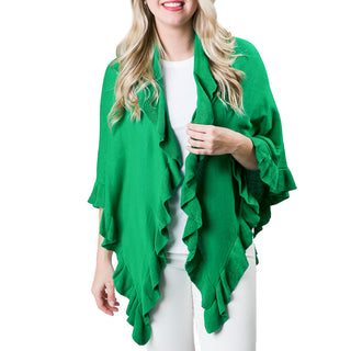 Kelly Green 100% cotton one size wrap with ruffle detailing