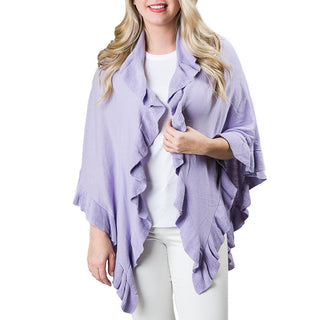 Lavender Purple 100% cotton one size wrap with ruffle detailing
