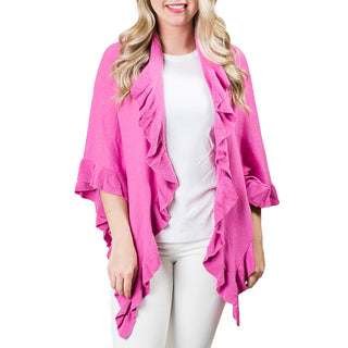 Magenta Pink 100% cotton one size wrap with ruffle detailing