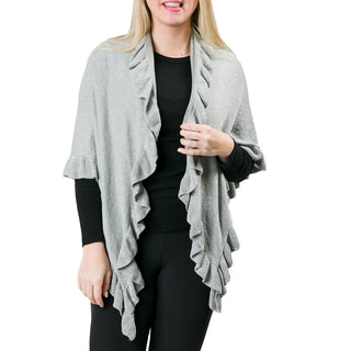 Metallic Silver 100% cotton one size wrap with ruffle detailing