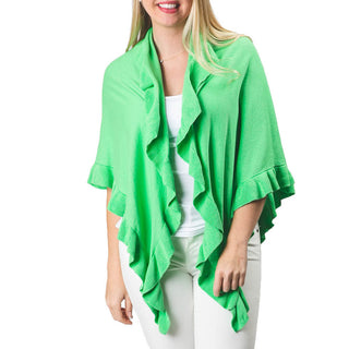 Spearmint Green 100% cotton one size wrap with ruffle detailing