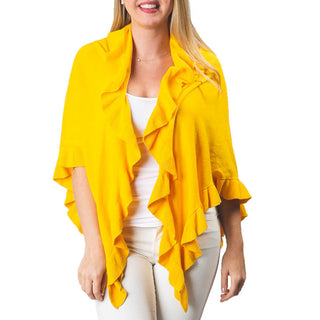Yellow 100% cotton one size wrap with ruffle detailing