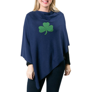 Navy with Green Cable Knit Shamrock