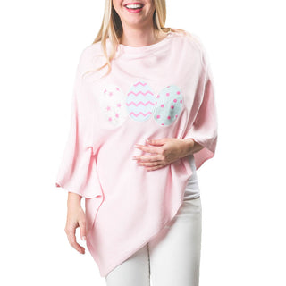 Pink One Size Poncho with multicolor faux leather eggs