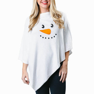 White poncho with snowman face