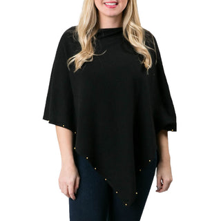 Black Carol Poncho with gold stud beads along the trim