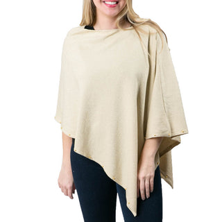 Metallic gold Carol Poncho with gold stud beads along the trim