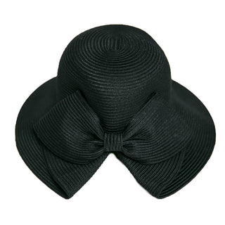 Black folded brim hat with bow
