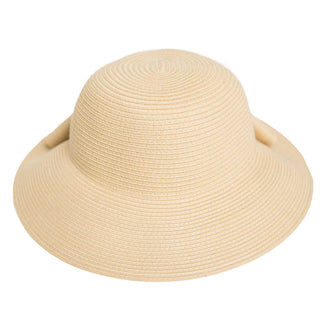 Cream folded brim hat with bow