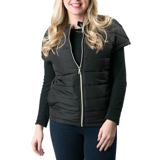 Black puffer vest with 1/4 sleeves