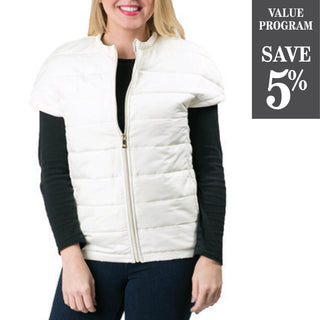 Cream Penelope Puffer Vest with 1/4 sleeves and zipper front