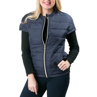 Navy puffer vest with short sleeves