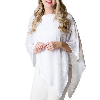 White Solid one size poncho shawl