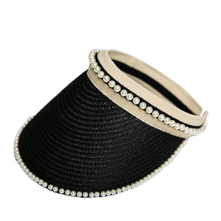 Black brimmed visor with pearls along edges