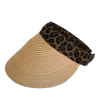Natural brimmed visor with Leopard ribbon