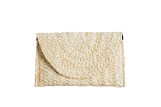Cream Rattan Clutch with magnetic closure