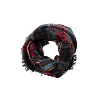 black multi plaid infinity scarf