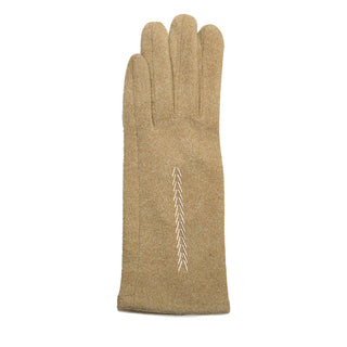 Camel faux suede Blanche Glove with stitched detail down the center