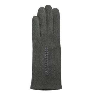 Gray faux suede Blanche Glove with stitched detail down the center