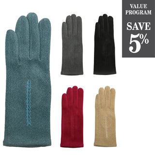 Assortment of Blanche Gloves in faux suede with stitched detail in 5 colors