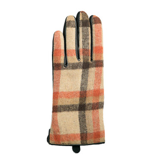 Devin plaid texting glove in camel, orange and plaid
