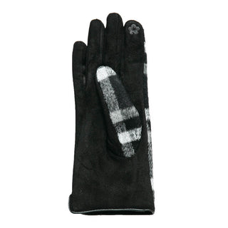 Devin plaid texting glove in black, gray and white palm