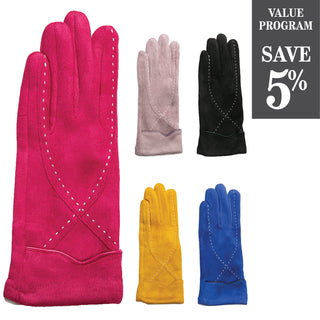 Assortment of Ethel Glove with x-stitching in white in 5 colors