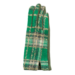 Dawn green plaid texting gloves for women