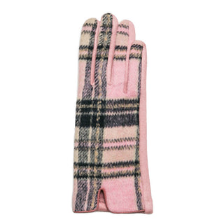 Dawn pink plaid texting gloves for women