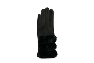 Black Beverly glove in microfiber with faux fur trim
