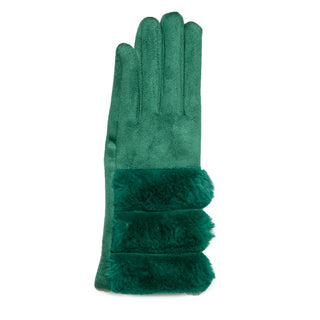 Emerald green Beverly glove in microfiber with faux fur trim