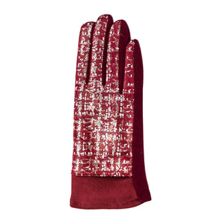 merlot red and silver speckle texting glove