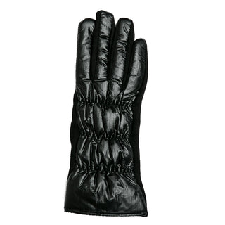 black metallic puffer texting gloves