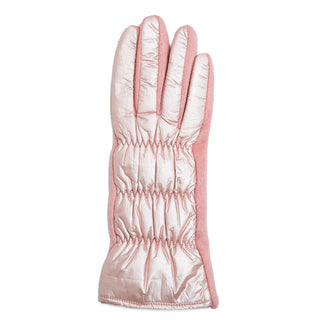 pink metallic puffer texting gloves