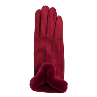 Dark Red faux fur glove