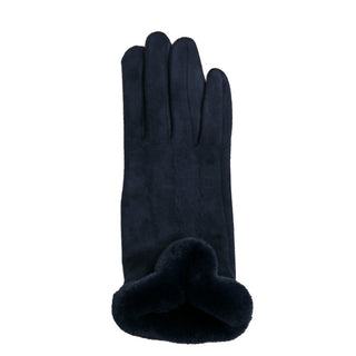 Navy faux shearling glove
