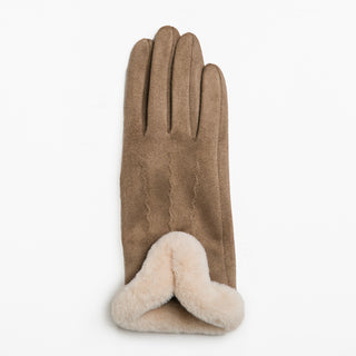 Taupe faux fur glove