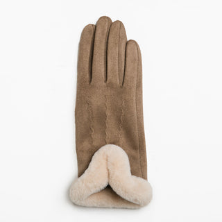 Taupe faux shearling glove
