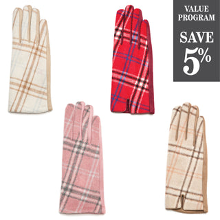 Assortment of Plaid Gale Touchscreen gloves in 4 colors