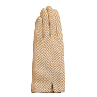 Camel  and white herringbone Scarlet touchscreen glove