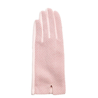 Pink  and white herringbone Scarlet touchscreen glove