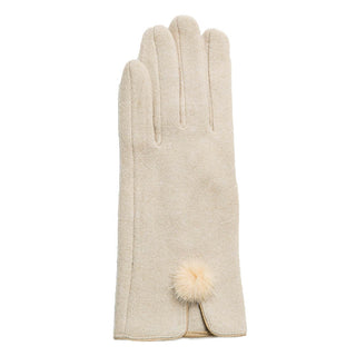 Taupe  Jennifer glove in faux suede with matching pom pom accent