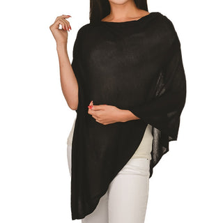 Black 100% Bamboo One Size Poncho Shawl