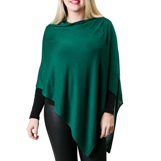 lightweight bamboo knit poncho  shawl in forest green