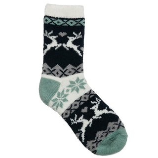 blue and navy reindeer socks