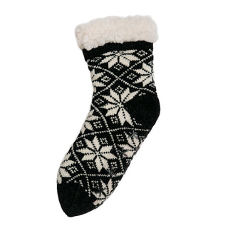 snowflake double layer sock black with silver lurex