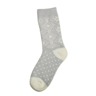 gray luxe super soft socks with polka dots and snowflakes