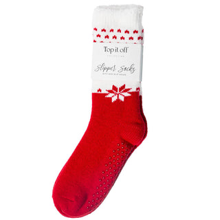 red and white holiday slipper sock