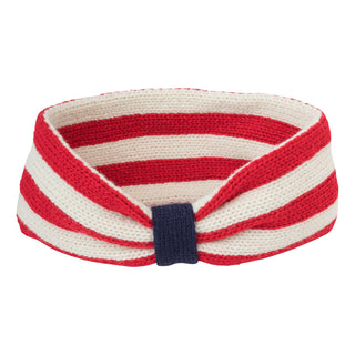 acrylic knit winter headband with red & white stripes